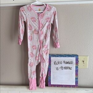 BAMBOO Pink Heart Kids Footie